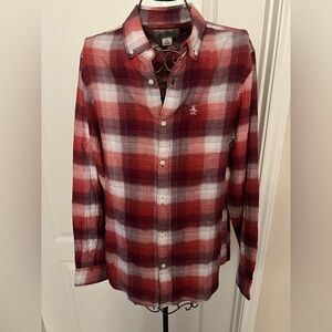 Original Penguin Red and White Plaid Button Down Shirt